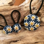 親子.姉妹ペア♡blueデニムマーガレット刺繍ヘアゴム  