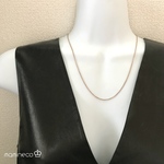 オールステンレス製 2面カット小豆チェーン 幅1.6mm ピンクゴールドネックレス