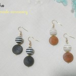 ブラック&ホワイト シマシマ丸ピアス/イヤリング