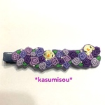バラからひょっこり刺繍ヘアクリップ