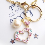 ピンクのビジュー＆コットンパールのバックチャームSWAROVSKI