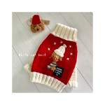 mu＊様専用お買い物ページ  わんちゃんのワッペン  White cap knit red  (後ろ姿のわんちゃんセーター)