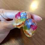 フラワーピアス オレンジ入り♡[送料無料]