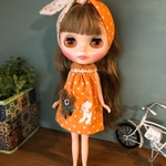 ★オレンジ水玉ワンピセット★くま太郎 ブライス