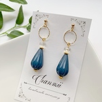 SALE♡ブルーグリーン ドロップ リングピアス