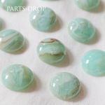 再販(( 6pcs )) 17mm マーブル ラウンドカボション グリーン〔CA-040GR〕