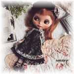 ブライス★リバティRossellieワンピース★ヘッドドレス付き4点セット