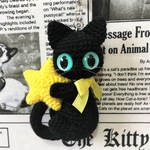 黒猫とお星さま☆手乗りサイズ♪キーホルダー☆あみぐるみ