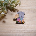 ハシビロコウの刺繍ブローチ
