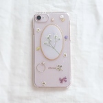 シェルとかすみ草のantique frame  おめかし小花のiPhoneケース/押し花ケース