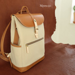 bluemoon様オーダー品　大人の帆布＆レザートリムminiminiスリムリュック cordura white！