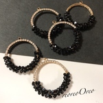 ラインストーンx Black beads リングチャーム  2個セット