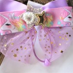 再販♡浴衣♡大人気ゆめかわ♡大きいリボンユニコーン♡ラベンダーチュール♡星パ―ルりぼん♡キッズへアゴム１点