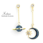 月と星の揺れるノンホールピアス(233)