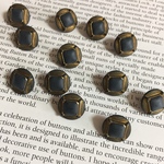 フランス 2000年製 ユニークなボタン  15mm×3個 アンティークゴールド×ダークグレー