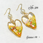 フルーツたっぷり 大振りハートピアス♡