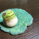 羊毛フェルト かえると 葉っぱの羊毛コースターセット