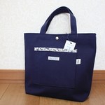 ミニトート　帆布　ネイビー　お弁当バッグサイズ【受注製作品】
