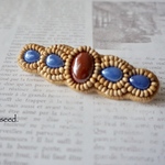 ビーズ刺繍のバレッタ 〜woody〜