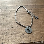 選べる！星座又はイニシャル オールステンレス製ブレスレット 甲丸ベネチアン 幅2mm
