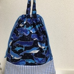 ☆新作☆持ち手つき巾着 約36×30 クジラ