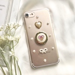 ガーリー なスマホリング付き 押し花iPhoneケース iPhone11 iPhone12 SE2 スマホケース  Android Galaxy Xperia クリア 韓国　全機種