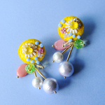＜lucy～イロドル惑星～＞刺繍ピアス◎ホシノオモチャバコ★アレルギー対応/ロングポスト変更可能