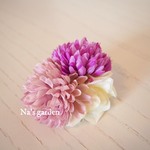 ‘19新作【和柄 髪飾りで華やかさup♡】パープル×ピンク フラワーアレンジメント ヘアアクセサリー【夏の浴衣姿に◎】