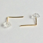 L shaped パキスタン産パーキマーダイヤモンドAAクラス　一粒ピアス
