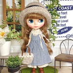No.1586  生成りトップスとストライプのジャンスカ