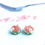 残1 SALE！ フルーツタルトピアス( スイカ )  フルーツ フェイクスイーツ  天然石 インカローズ