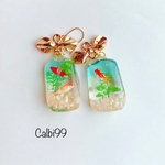 涼しげに金魚が泳ぐゆらゆらイヤリング(ピアス)