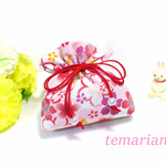 ちりめん💗アメ入れ🍭小巾着　桜の舞