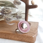 シルバー×ピンク クールな ヴィンテージ ボタンリング💍