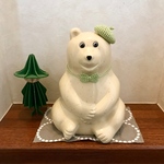 しろくま貯金箱 若草色のベレー帽&リボン