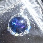 ブルーフローライト・スフィアペンダント（ワイヤージュエリー☆ワイヤーアクセサリー☆ワイヤーラッピング天然石ネックレス）