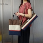 【bi様専用】№1119.1120　倉敷帆布フルートバッグ＆A4縦型トート＊ココア×アイボリー×ダークレッド×ネイビー