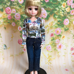 22cmドール服 ストレートデニムパンツ インディゴ