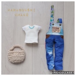 ＊ブライスアウトフィット35＊３点セット＊青オーバーオール・Tシャツ・バッグ＊ blythe outfit＊ブライス ＊