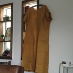 ロングワンピース 着丈約120 ハンドメイド 黄色リネン セール