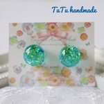 -Mermaid Lagoon- ラグーンブルーのドームピアス【琉球ガラス】