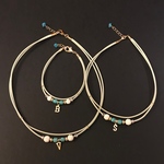 【お客様別注品】お揃い★ターコイズとイニシャルの本革ネックレス(ワンちゃん用&オーナー様用)