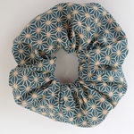 和柄のシュシュ  麻の葉    -scrunchie-