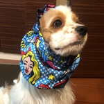 中型犬用スヌード 犬用スヌード アメリカンPOP 金髪女性 水色