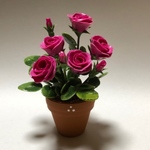 薔薇  粘土の花鉢 ミニチュア