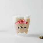 『唐草スカーフ柴ちゃん・クリア』ダブルウォールグラス「ホットOK」