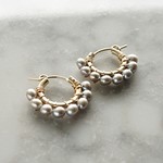 14kgf*Freshwater Pearl silver wrapped pierced earring