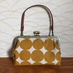 [再販]がま口バッグ(和モダン・大ドットイエロー) 和服・着物・浴衣