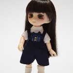 オビツ11用・紺×金サロペット