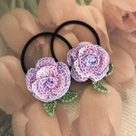 レース編み♪ミニ薔薇ヘアゴム2個セット
